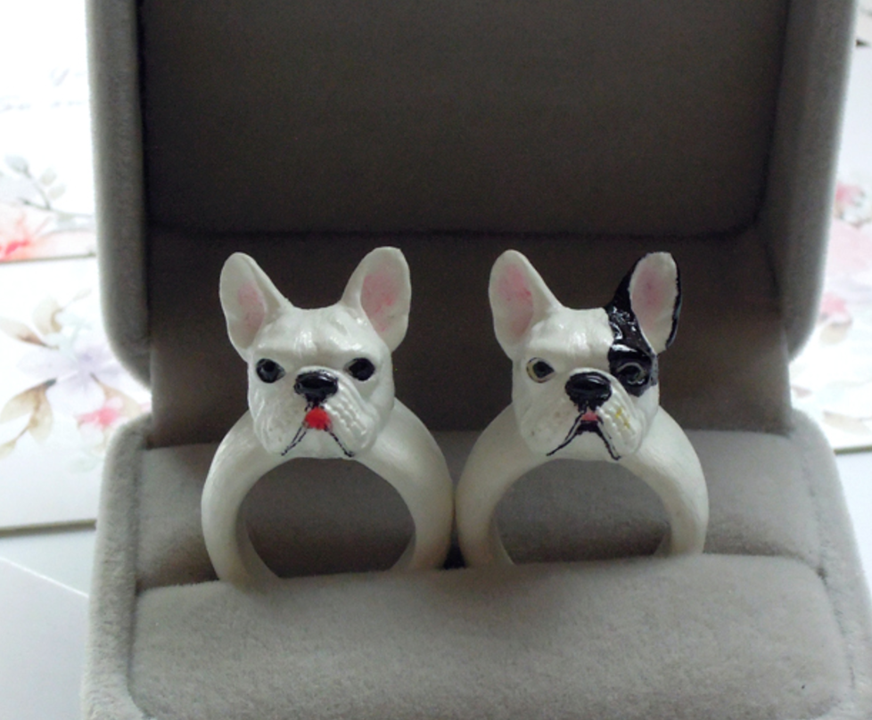French bulldog 2025 ring holder